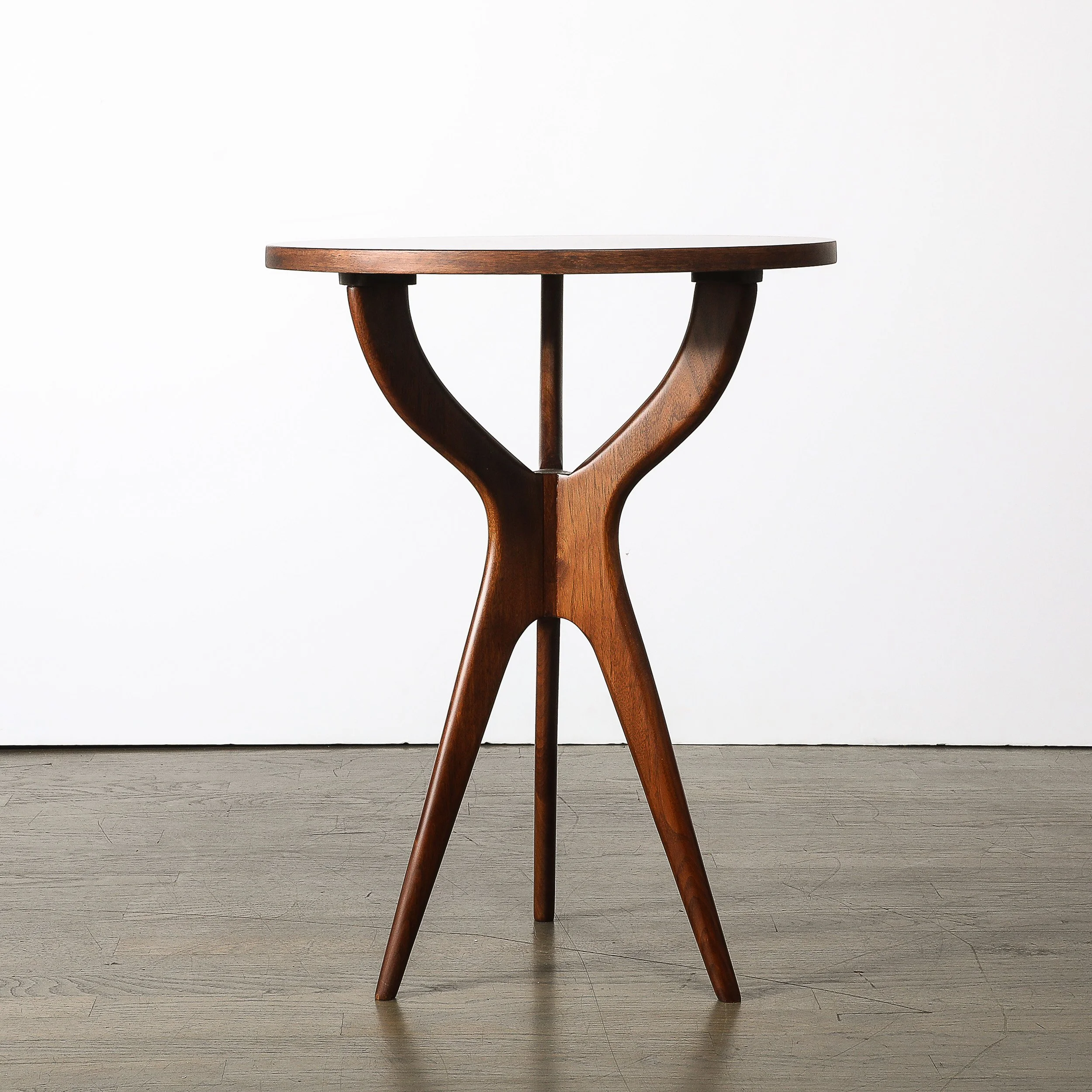 Mid-Century Modernist Sculptural Walnut Side Table by Adrian